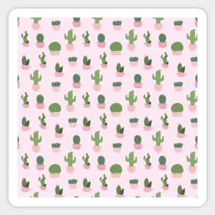 cactus in pink pots and vases pattern Sticker